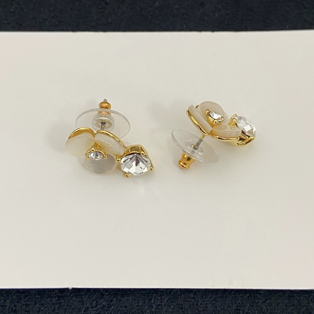 Kate SPADE Mini Shell Rhinestone Metal Flower Earrings - Picture 4 of 6